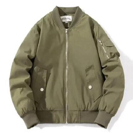 Green Essentials Bomber Baseball Jacket