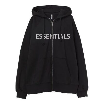 Black Essentials Zip Up Hoodie